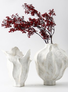 新中式复古侘寂风创意肌理感陶瓷花器摆件样板间售楼处花瓶装饰品