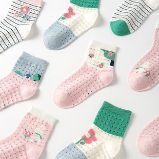 女童袜子夏薄款 薄款 无骨透气 袜子女童袜子夏季 大网眼儿童夏季