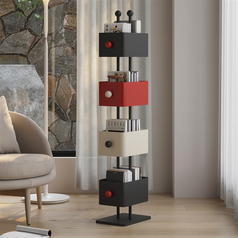 北欧风家用落地书架客厅创意多功能收纳架省空间转角多层置物架子