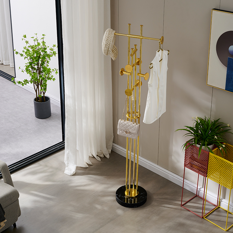 轻奢挂衣架落地卧室不锈钢衣帽架客厅家用衣服挂架杆创意玄关网红