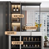 实木入户玄关柜一体客厅进家用阻断柜轻奢玻璃风酒柜屏风储物柜子