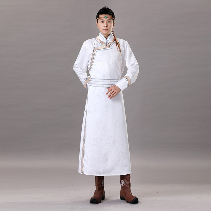 男士蒙古袍日常生活装新款四季传统长袍蒙古舞蹈演出服蒙古族服装