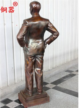 宇卓铜器 纯铜周总理周恩来铜像全身像办公室摆件黄铜周总理