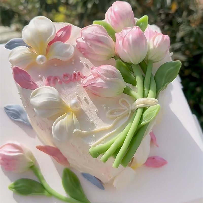 38女神节蛋糕装饰摆件女王美女背影巧克力爱心郁金香刮刀花插配件