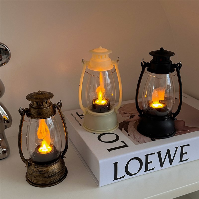 复古马灯led房间宿舍床头小夜灯卧室睡眠灯桌面装饰布置道具摆件