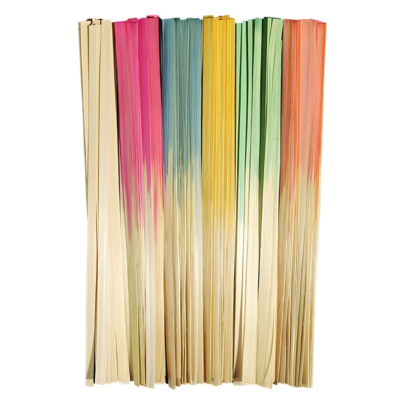 非遗上色竹条彩色竹片diy染色竹篾彩编渐变色扇子花艺编织条50根