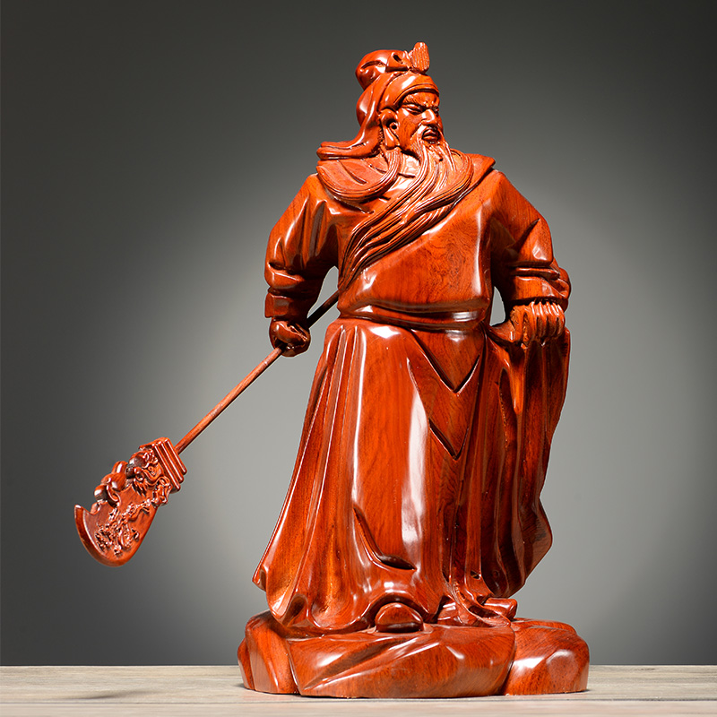 花梨木雕关公摆件关二爷神像武财神大关公佛像装饰实木工艺品送礼