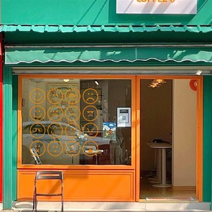 可爱表情在玻璃门上的贴纸高级防撞厨房推拉美容院咖啡奶茶店装饰