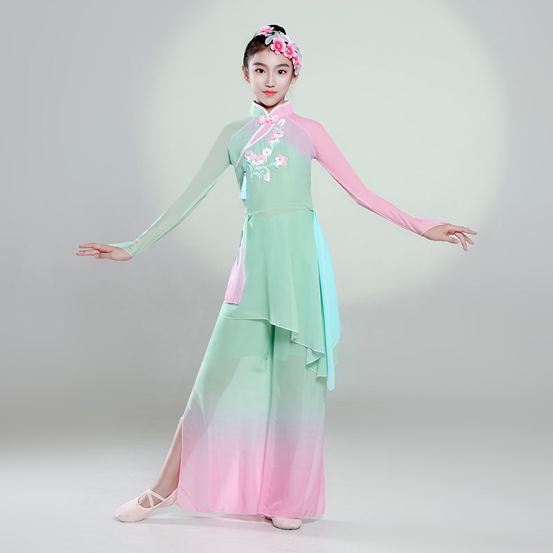 儿童古典舞演出服荷花奖淡妆浓抹总相宜舞蹈服中国风扇子舞表演服