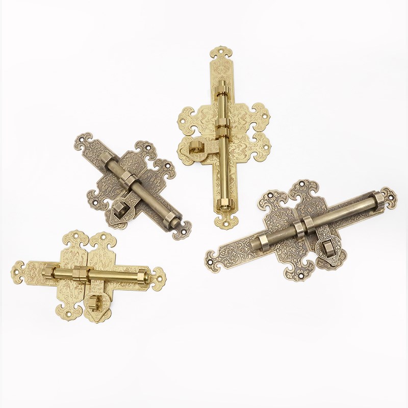 大门铜插销式门栓老式门锁复古花园木门仿古中式户外门窗插销锁