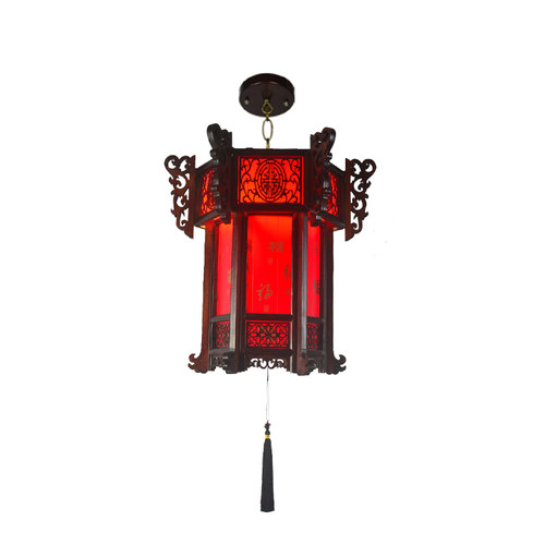 中式实木大红宫灯阳台乔迁别墅寺庙古典大门门头过年春节灯笼吊灯
