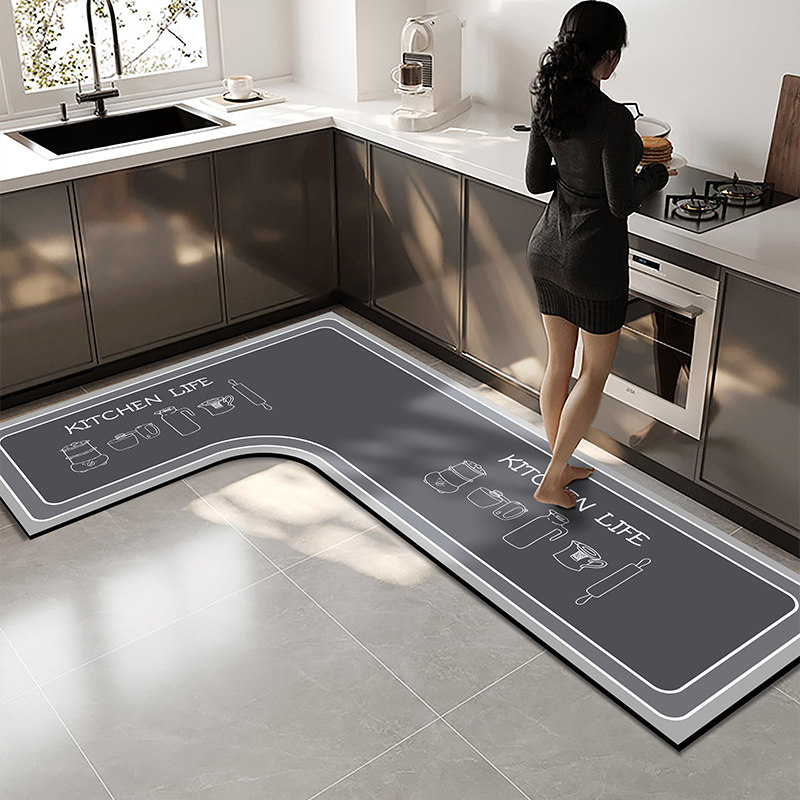 厨房L形地垫可擦洗免洗防水防油脚垫垫子吸水防滑耐脏地毯可定制,居家布艺,厨房地垫,淘宝优惠券,粉丝福利购,淘宝优惠卷