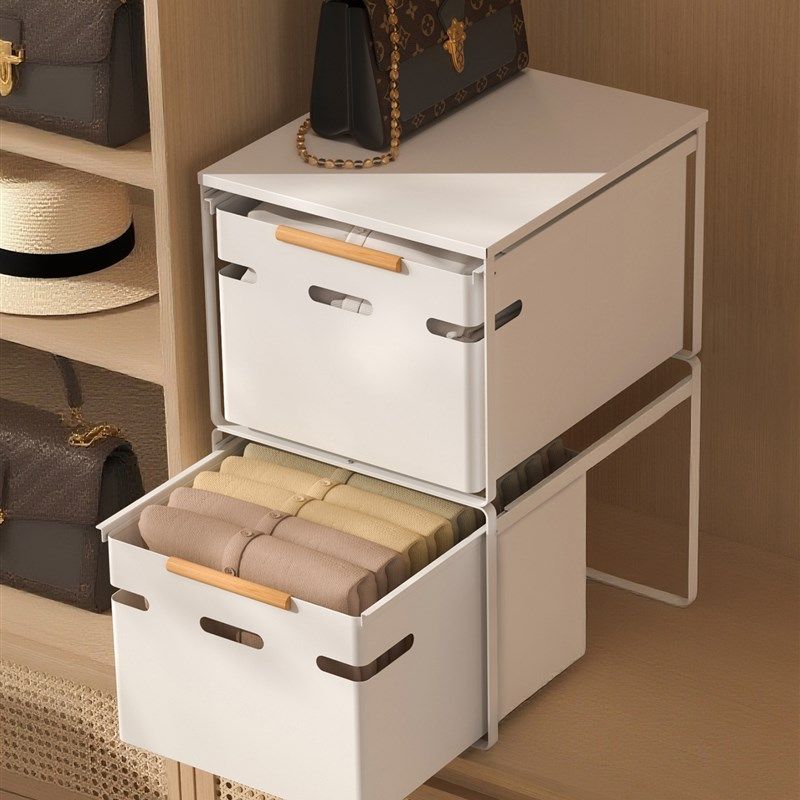 衣柜拉篮抽屉式带滑轨叠放抽拉衣服收纳筐衣帽间衣柜收纳分层神器,基础建材,衣柜拉篮,淘宝优惠券,粉丝福利购,淘宝优惠卷