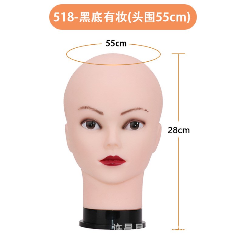假人头剪发插针模特头光头头模特道具帽子假发修剪理发店头模支架