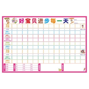 家庭儿童成长自律表墙贴宝宝奖励贴纸计划表奖惩记录表打卡表神器