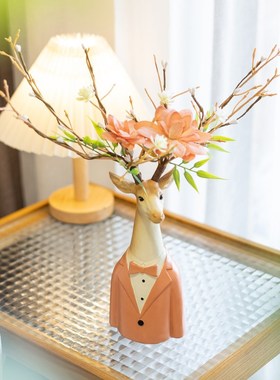 美式可爱鹿摆件一对创意家居饰品客厅房间电视柜装饰摆设结婚礼物