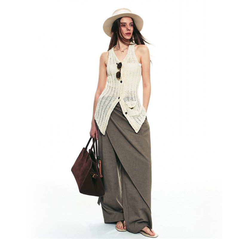 SINGLE MOMENT 25SS夏季法式复古高级感挑针镂空针织背心马甲女