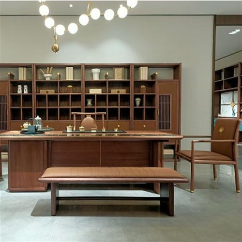 新中式禅意黑胡桃木茶桌椅组合客厅办公室泡茶桌简约实木功夫茶台