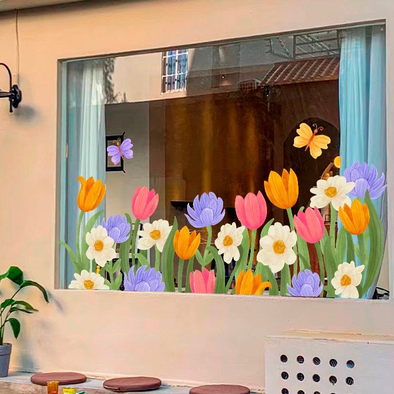 风新小纸服店奶茶店铺玻璃橱窗玻璃门画装饰,家居饰品,软装墙贴,淘宝优惠券,粉丝福利购,淘宝优惠卷