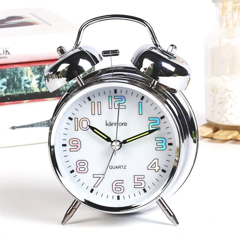 大声闹铃金属闹钟静音复古创意学生床头卧室夜光打铃小闹钟表