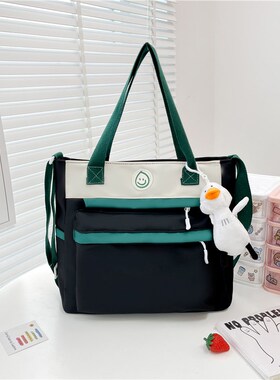 小学生补习袋帆布书袋男女儿童补课包文件袋撞色防水资料袋