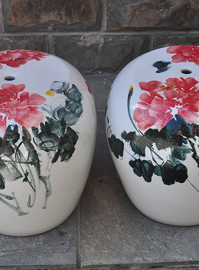 景德镇陶瓷凳子户外庭院子阳台石凳子凉墩换鞋凳手绘水墨牡丹浴室