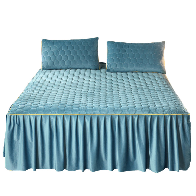 加厚牛奶水晶绒夹棉床裙式单件保暖床罩珊瑚绒床垫罩夹棉防滑床盖,床上用品,床裙,淘宝优惠券,粉丝福利购,淘宝优惠卷