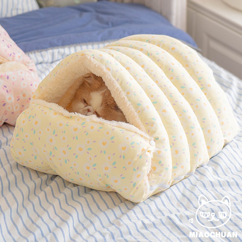 喵川铺子韩式碎花封闭式猫窝冬季保暖新款加绒加厚宠物睡觉床