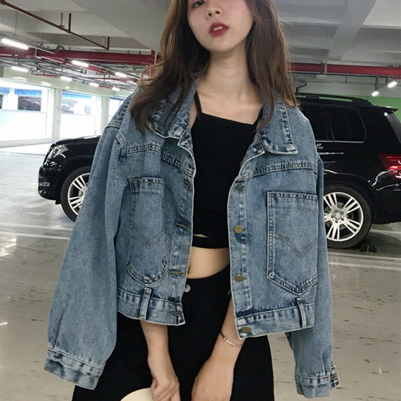 牛仔外套女2023春季新款小个子短款百搭宽松bf风学生夹克网红上衣