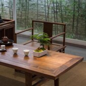 新中式 实木椅子复古茶椅禅椅 圈椅书椅北美黑胡桃木太师椅围椅中式