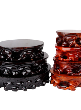 桃木圆底座 实木圆形木托紫砂壶石头佛像花瓶花盆底座木雕