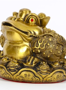 纯铜金蟾招财摆件办公室中式大号三足三脚店铺工艺品蟾蜍开业客厅