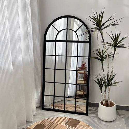 法式复古拱门全身镜家用客厅壁挂穿衣镜玄关镜子服装店落地试衣镜