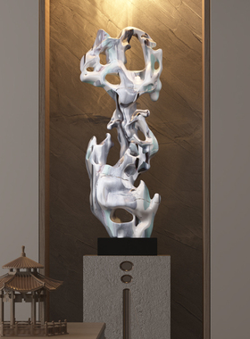 五彩缤纷太湖石摆件新中式创意家居客厅玄关酒店民宿装饰品售楼处