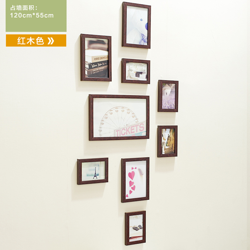 影楼照片墙9框创意组合竖形相片墙楼梯玄关餐厅相框墙组合