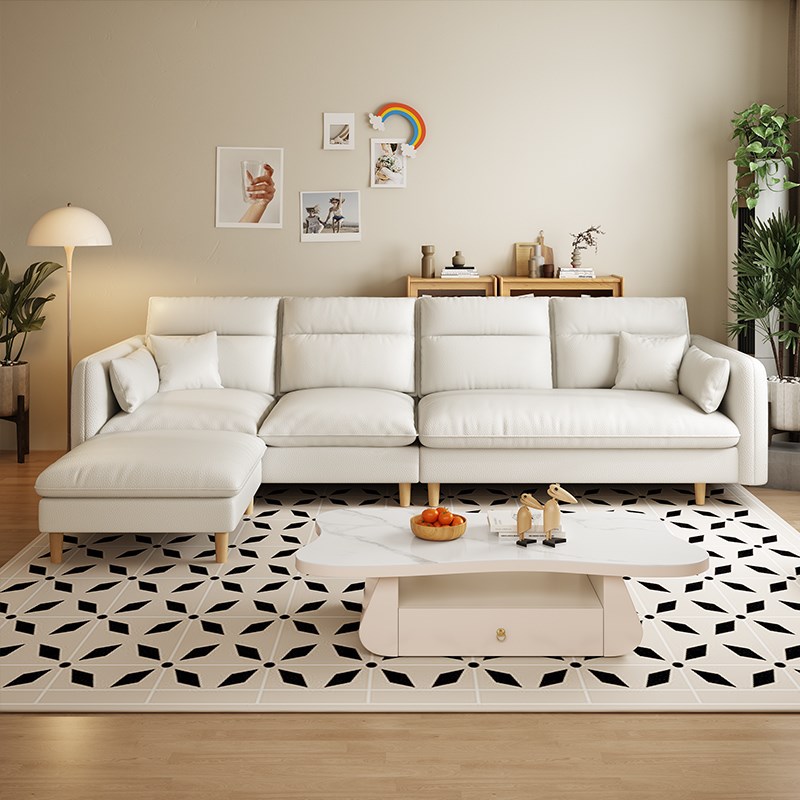 馨佰利猫抓皮沙发客厅22新款家用小户型高弹海棉乳胶奶油风