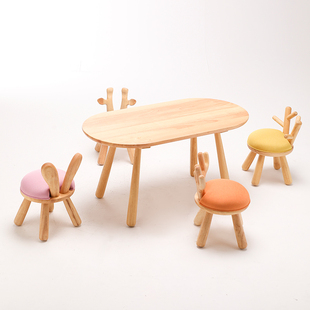 现代儿童实木绘本阅读活动区手工学习矮凳幼儿园宝宝靠背换鞋