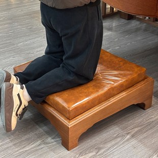 实木皮革莲拜垫家用佛前上香垫礼佛垫加厚磕头跪拜垫打坐垫蒲团