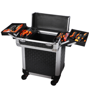 工具箱拉杆式 滚轮式装涂刷工具瓷砖美缝硅藻泥施工工具的箱子高