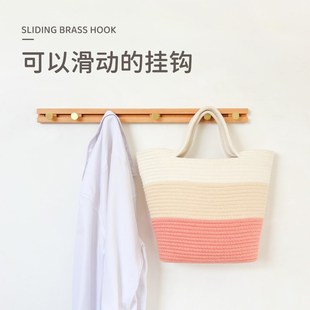 实木黄铜挂衣钩墙上壁挂衣帽钩子排钩进门入户门后连排挂钩