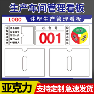 注塑工厂生产车间管理看板公示公告栏亚克力卡槽设备运行状态标识