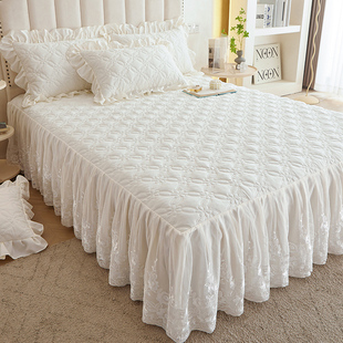 通用 床罩单件公主风床围裙四季 2023新款 高级感刺绣花边夹棉床裙式