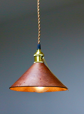 民宿loft吊灯牛皮床头创意灯侘寂卧室纯黄铜复古灯吧台简约餐桌灯