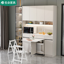 轻奢岩板酒柜折叠餐桌餐边柜组合一体靠墙小户型高柜厨房家用碗柜