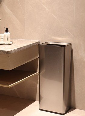 洗手间不锈钢擦手纸摇盖垃圾桶厕所洗手台废纸直投收纳大容量商用