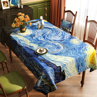 饰画台布 梵高油画风桌布防油防水免洗餐桌布轻奢高级感复古艺术装