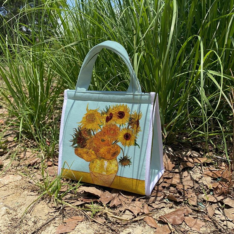 梵高油画向日葵鸢尾玫瑰锡箔加厚保温便当包学生上班族手拎饭盒袋,收纳整理,便当包,淘宝优惠券,粉丝福利购,淘宝优惠卷