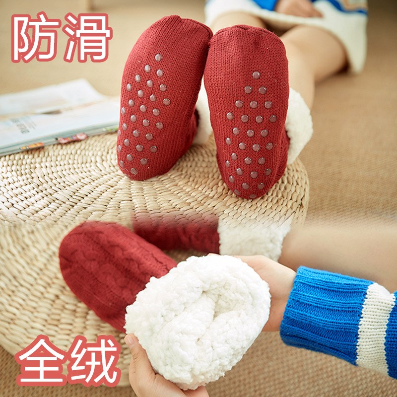 珊瑚绒地板袜大人毛线袜产后加厚秋冬季保暖家居孕妇女睡眠月子袜