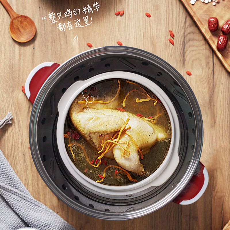 天际锈钢隔水电炖锅陶瓷大容量全自动煲汤燕窝炖盅L一锅四胆