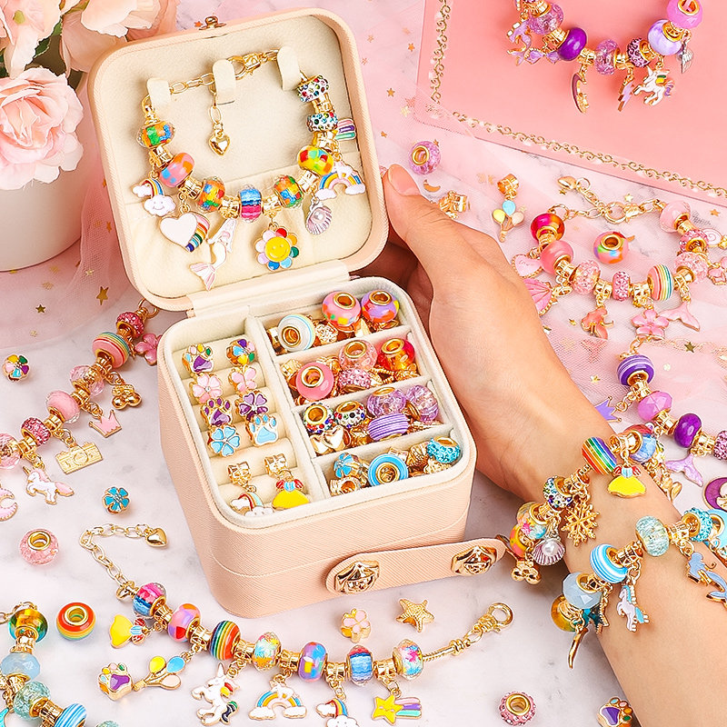 儿童串珠礼盒女孩手链diy手工材料女童益智首饰装穿珠子